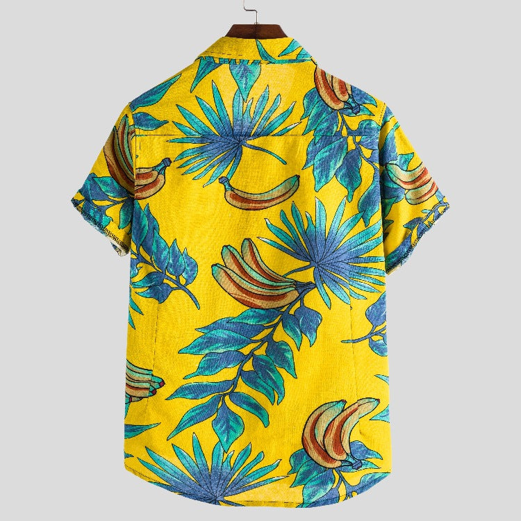 Men's Floral Men's Short Sleeve Fashion Thin Casual Large Size Retro Sports Men Shirt
