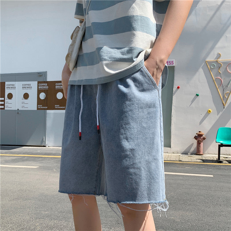 Summer Denim Shorts Men's plus Size Sports Loose Student Straight Casual Trousers Men's Clothing Men Jeans