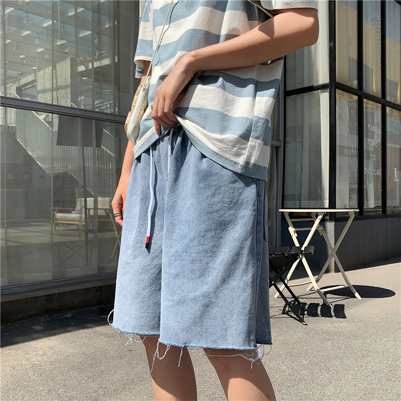 Summer Denim Shorts Men's plus Size Sports Loose Student Straight Casual Trousers Men's Clothing Men Jeans