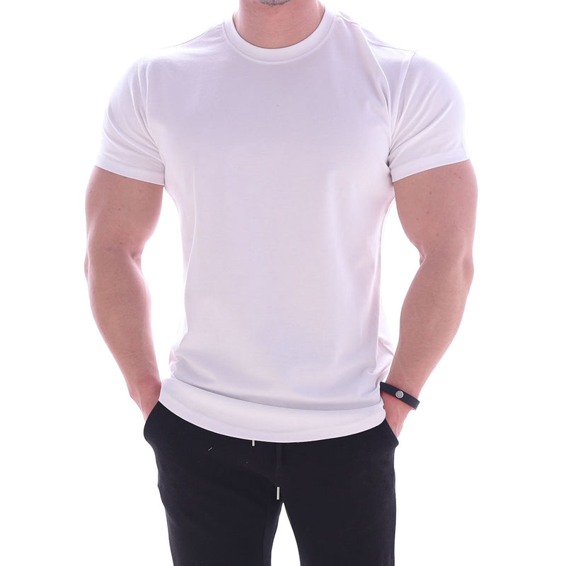 Slim Fit Muscle Gym Men T Shirt Men Rugged Style Workout Tee Tops Sports Men Vest T-shirt Summer round Neck Running Short Sleeve Men's Clothing