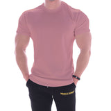 Slim Fit Muscle Gym Men T Shirt Men Rugged Style Workout Tee Tops Sports Men Vest T-shirt Summer round Neck Running Short Sleeve Men's Clothing