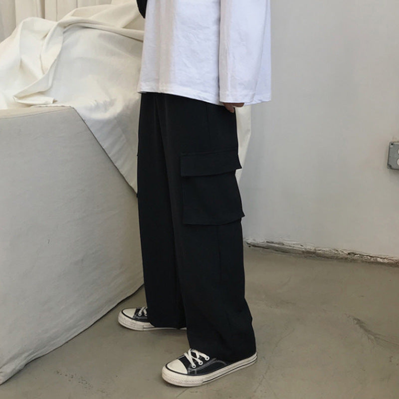 Men Pants Wide Leg Straight Draping Suit Pants