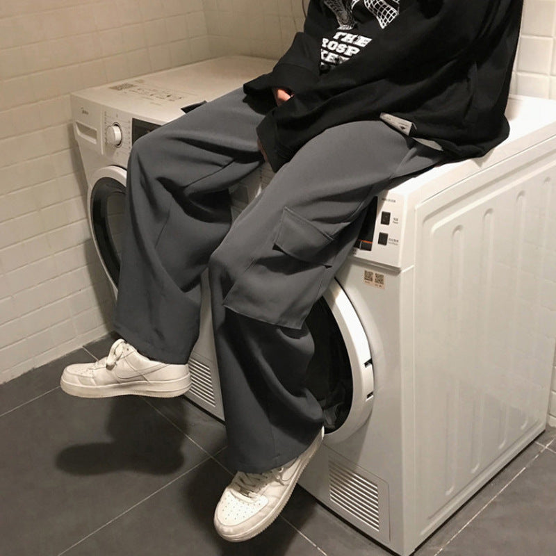 Men Pants Wide Leg Straight Draping Suit Pants