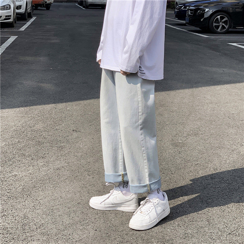Summer Jeans for Boys Straight Loose Trousers plus Size Retro Sports Casual Pants Men Jeans