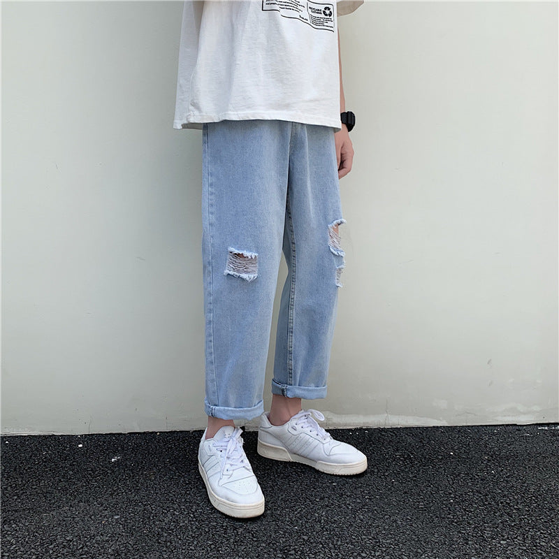 Summer Vintage Jeans Men's Loose plus Size Sports Straight Casual Trousers Pants Men Jeans