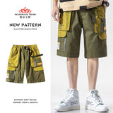 Men's Summer Shorts Men's Casual Loose Contrast Color Retro Sports Fifth Pants Men Cargo Pant