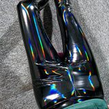 Leather Leggings Spring and Autumn Thin PU Leggings Women's High Waist Sexy Tight Magic Paint Leather Pants