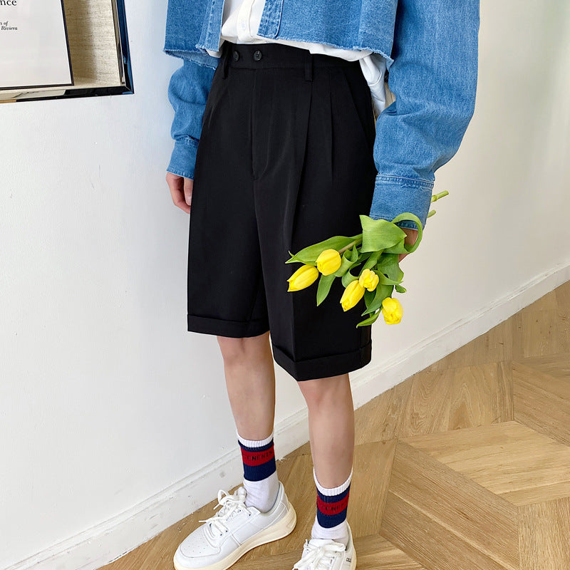 Men Bermuda Shorts Men's Summer Men's Suit Middle Pants Loose Fifth Pants Trendy Straight Casual Shorts Men