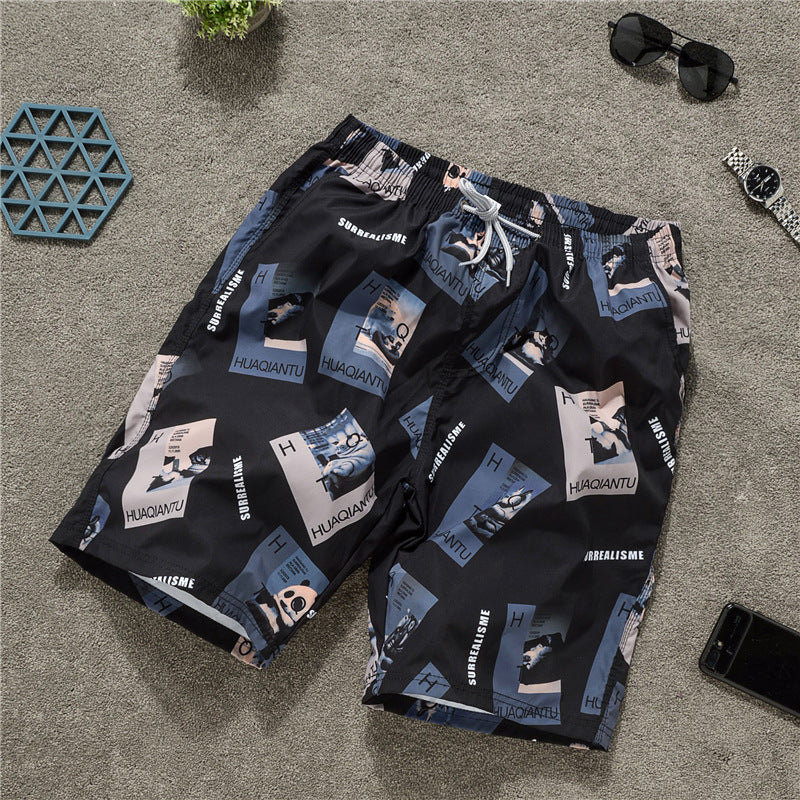 Mens Swim Trunks Quick-Dry Casual Shorts Large Trunks Fashion Loose Beach Pants