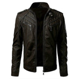 Urban Leather Jacket Autumn Leather Coat Male Patchwork Stand-up Collar Jacket