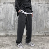 Solid Color Straight Sweatpants Men's High Street Fashion Brand Drooping Wide Leg Pants Loose Casual Street Trousers plus Size Retro Sports Men Pants