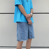 Summer Retro Denim Shorts Men's Loose Casual Large Size Loose Retro Sports Five-Point Straight Pants Men Jeans