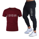 Men′s Athletic Tracksuit Sweat Suits for Men Outfits Spring Autumn Men's Casual Short Sleeve T-shirt Cotton Short Sleeve Sports Trousers Printing Suit