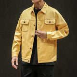 Yellow Denim Jacket Men Jean Coat Men Spring Denim Men plus Size Jacket Jacket plus Size Retro Sports
