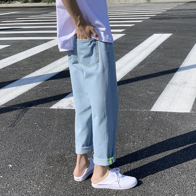Summer Straight Jeans Men's Loose Retro Sports Loose Casual Trousers Men's Men's Jeans
