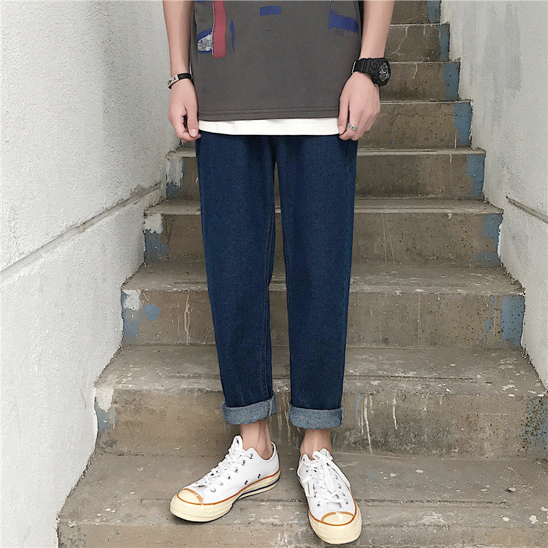 Summer Thin Cropped Jeans Men's Large Size Sports Loose Trousers Men's Casual Pants Men Jeans
