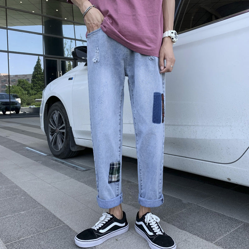Autumn Loose Large Size Loose Retro Sports Trousers Men's Straight-Leg Denim Pants Men Jeans