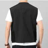 Men Utility Vest Work Zipper Tactical Work Vest Slim Pocket Jacket Spring and Autumn Vest Man Outdoor Wear Sleeveless V-neck Vest