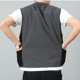 Men Utility Vest Work Zipper Tactical Work Vest Slim Pocket Jacket Spring and Autumn Vest Man Outdoor Wear Sleeveless V-neck Vest