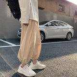 Linen Pants Straight Leg Pants Drawstring Lightweight Elastic Beach Pants Cotton and Linen Beam Feet Linen Bloomers