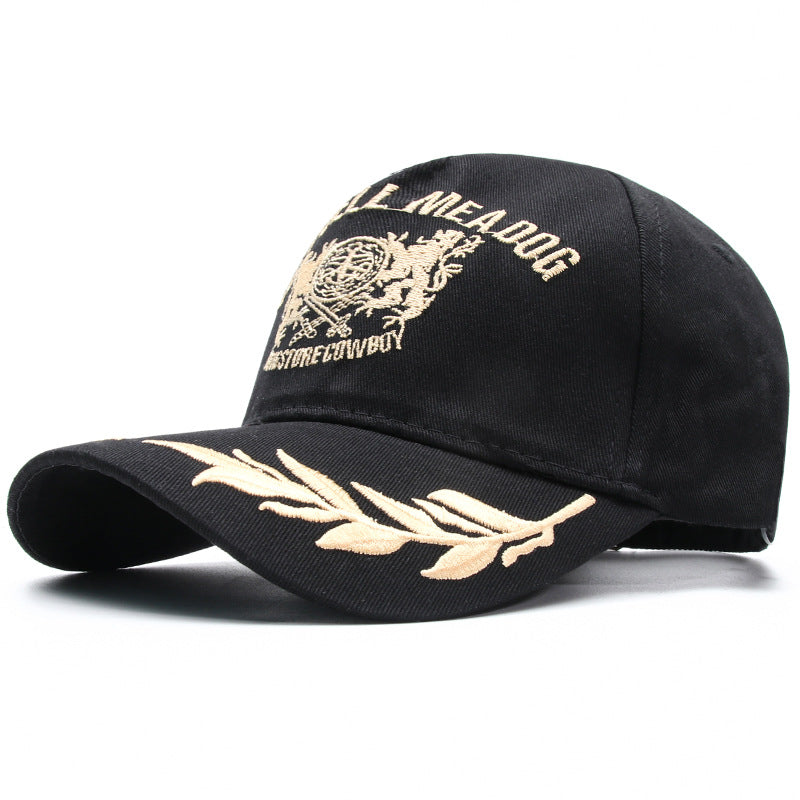 Wolf Print Cap Wolf Embroidery Baseball Cap Men's and Women's Hats Curved Brim Cowboy Sun Shade Outing Peaked Cap