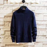 Winter Men's Turtleneck Solid Color Pullover Sweater Knitwear Fashion Trendy Casual Top Bottoming Shirt Men Pullover Sweaters