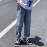 Summer Straight Retro Jeans Men's Loose Trousers Large Size Sports Casual Pants Men Jeans