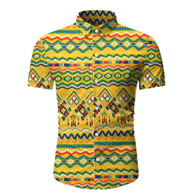 Men's Slim Fit Casual Short Sleeve plus Size Retro Sports Stylish Beach Style Men Shirt