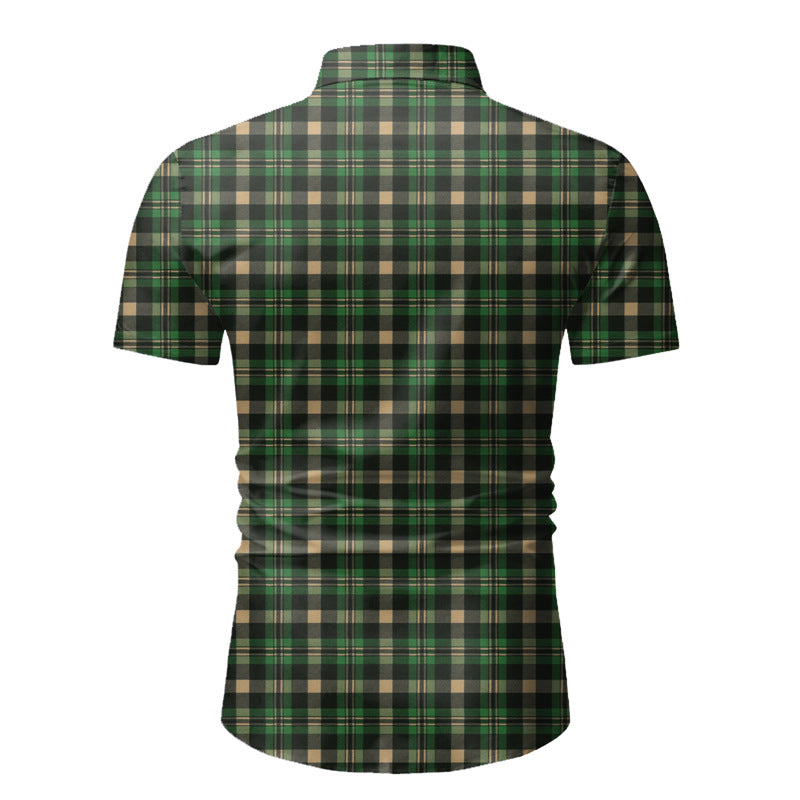 Men's Slim Fit Casual plus Size Retro Sports Short Sleeve Plaid Youth Fashion Men Shirt