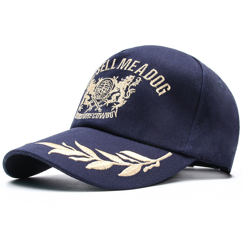 Wolf Print Cap Wolf Embroidery Baseball Cap Men's and Women's Hats Curved Brim Cowboy Sun Shade Outing Peaked Cap