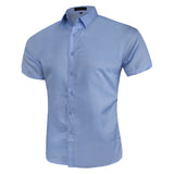 Men's Solid Color Short Sleeve Large Size Fashion Trend Casual Large Size Retro Sports Men Shirt