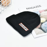 Women Beanies Letter Embroidery Knitted Hat Women Winter Warm Skullcap Men
