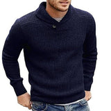 Men's Sweater Solid Color One Button Pullover Top Sweater