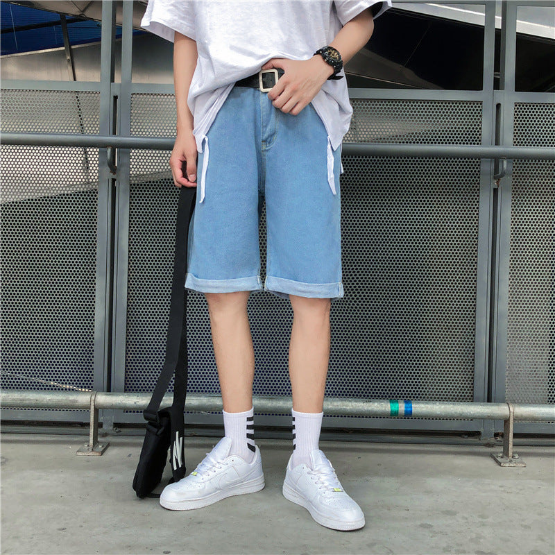 Summer Retro Five-Point Straight Denim Shorts Men's Large Size Sports Retro Loose Casual Outer Wear Pants Men Jeans