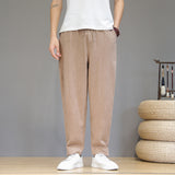 Linen Pants Straight Leg Pants Summer Casual Pants Men's Large Size Loose