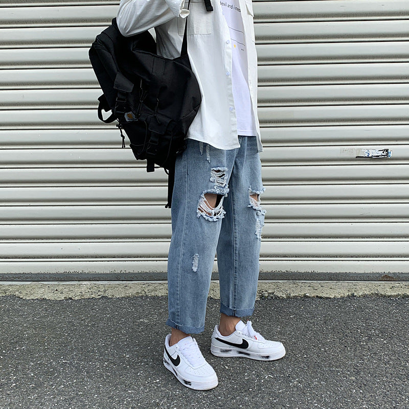 Summer Jeans Men's Large Size Retro Sports Loose Student Trousers Casual Pants Men's Men's Jeans