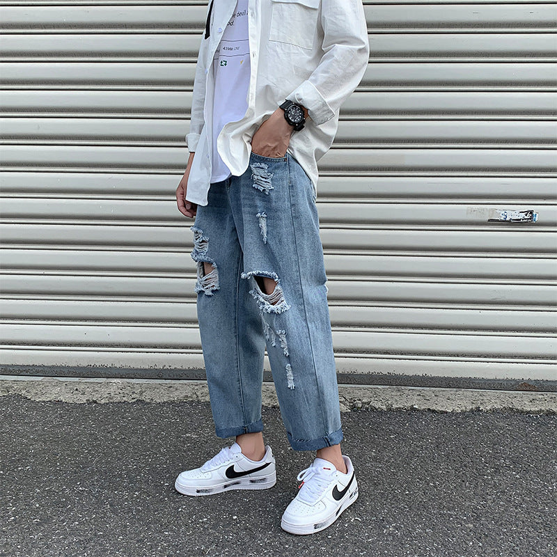 Summer Jeans Men's Large Size Retro Sports Loose Student Trousers Casual Pants Men's Men's Jeans