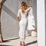 Bohemian Chic Wedding Dress Lace Slim-Fit Fishtail Skirt