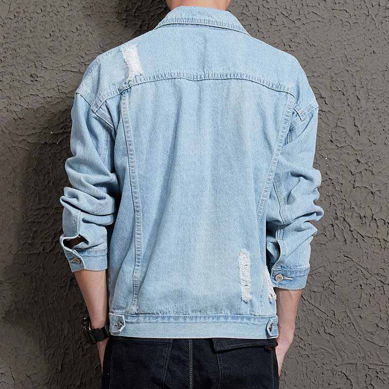 Spring Men's Denim Outer Coat Suit Plus Size Loose Student Denim Coat Men Denim Jacket