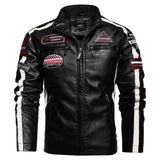 Two Tone Leather Jacket Autumn and Winter Motorcycle Clothing Leather Jacket Embroidered Stitching Leather Coat