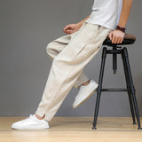 Linen Pants Straight Leg Pants Summer Casual Pants Men's Large Size Loose