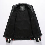 Two Tone Leather Jacket Autumn and Winter Motorcycle Clothing Leather Jacket Embroidered Stitching Leather Coat