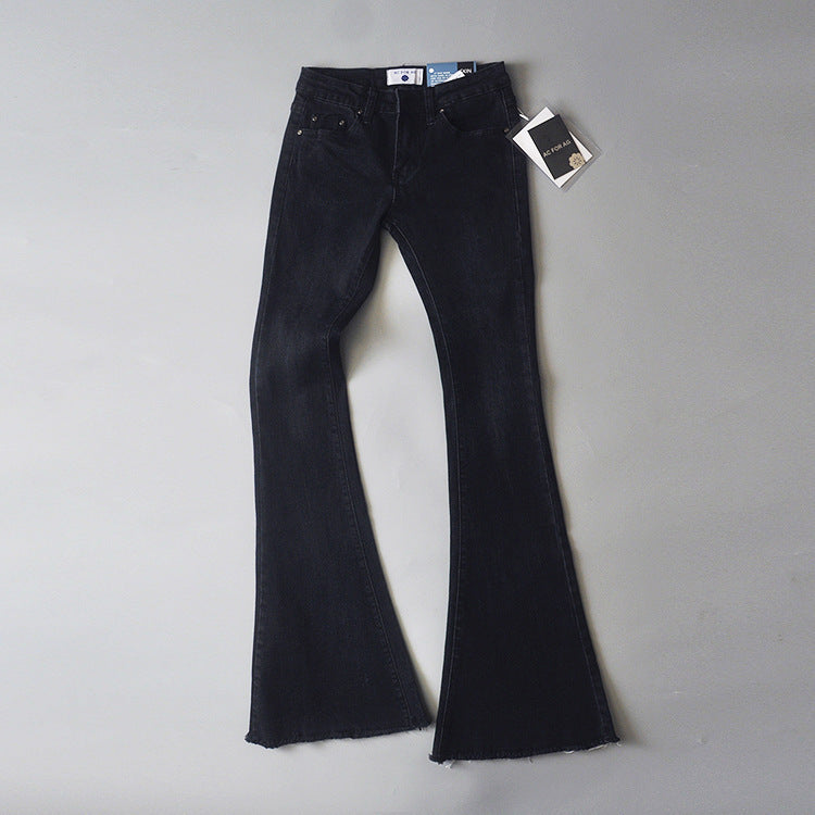 Low Rise Jeans Fall Slim Fit Slimming Stretch Mid-Low Waist Retro Flared Jeans