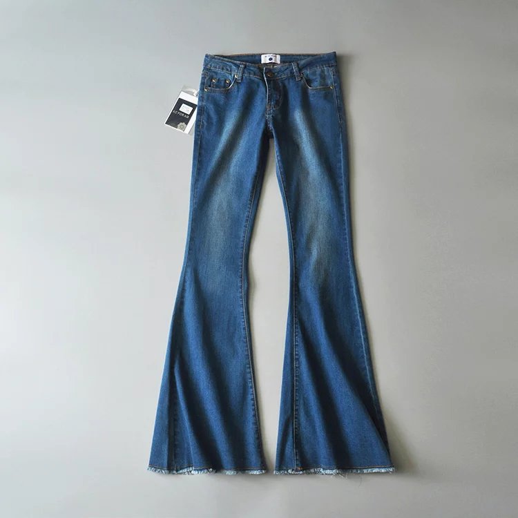 Low Rise Jeans Fall Slim Fit Slimming Stretch Mid-Low Waist Retro Flared Jeans