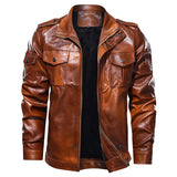 Tactics Style Men Outdoor Windproof Coat Men Casual Jacket Men's Leather Coat Fashion Casual Motorcycle PU Leather Jacket plus Size Men's Clothing