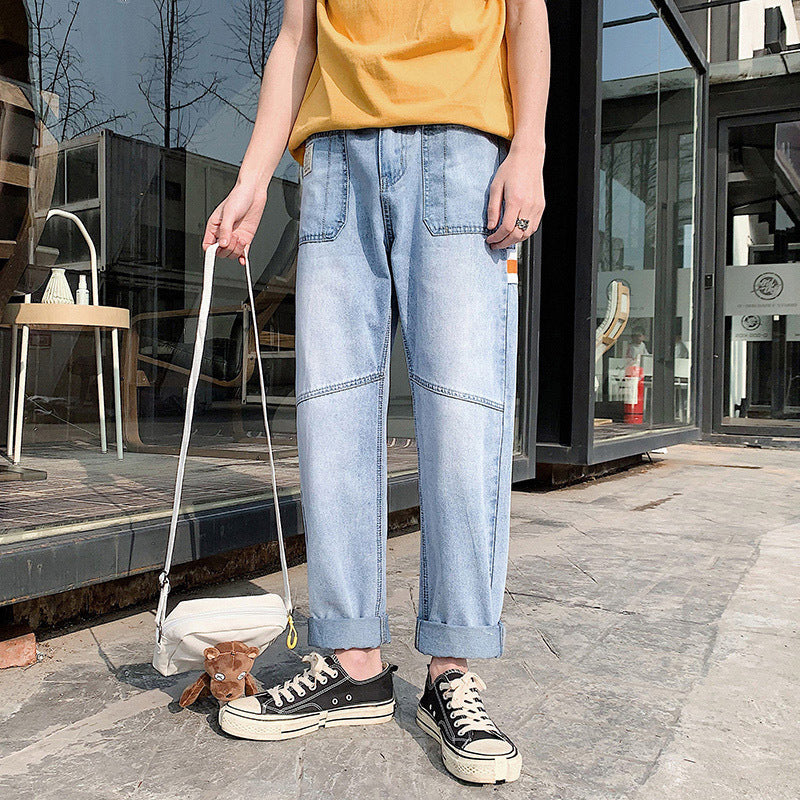Men's Jeans Large Size Retro Sports Trousers Casual Pants Baggy Straight Trousers Men Jeans