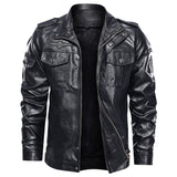 Tactics Style Men Outdoor Windproof Coat Men Casual Jacket Men's Leather Coat Fashion Casual Motorcycle PU Leather Jacket plus Size Men's Clothing