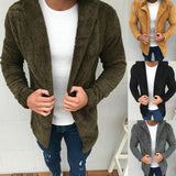 Men's Plush Sports Casual Hooded Cardigan Top Loose and Warm Coat