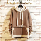 Autumn Men's Loose Color Matching Pullover Hooded Sweater Fashion Trend Casual Sports Jacket Men Pullover Sweaters