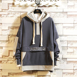 Autumn Men's Loose Color Matching Pullover Hooded Sweater Fashion Trend Casual Sports Jacket Men Pullover Sweaters
